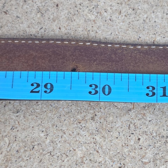 Vintage Brown Oil Tanned Leather Western boho Belt Turquoise Buckle‎ USA 36 main image 8